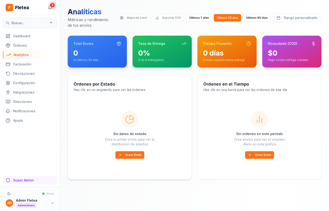 Pagina de analytics